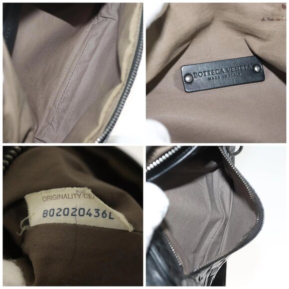 BOTTEGA VENETA INTRECCIATO Waist Bag Leather Black Silver Auth 137678 - Picture 15 of 16